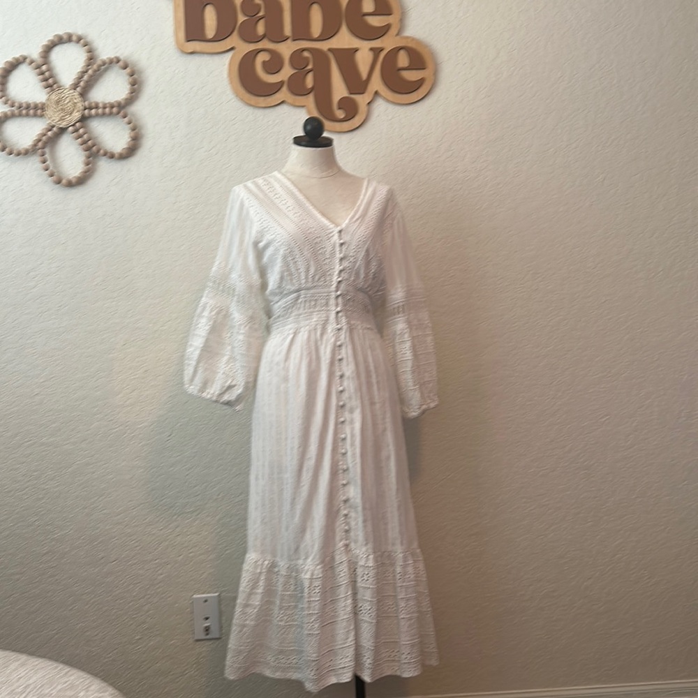 Anthropology- White Eyelet Dress